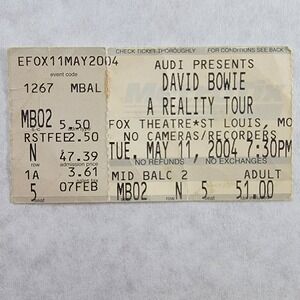 David Bowie Concert Ticket Stub May 11 2004 A Reality Tour Vintage Memorabilia